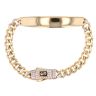 Children's 14ct Yellow Gold Monaco ID Classic Pave Lock Bracelet 5.5"