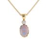 18ct Yellow Gold 0.05ct Diamond And Opal Pendant And Chain 16"