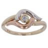 9ct Yellow White and Rose Gold 0.05ct Brilliant Cut Diamond Solitaire Ring