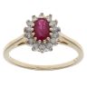 9ct Yellow Gold 0.15ct Diamond and Ruby Cluster Ring