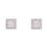 Silver Cubic Zirconia Square Halo Stud Earrings by Icesia