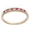 14ct Yellow Gold 0.15ct Diamond and Ruby Half Eternity Ring