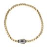 14ct Yellow Gold Monaco Bub Pave Lock Bead Bracelet 8.5"