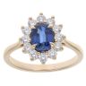 9ct Yellow Gold 0.75ct Brilliant Cut Lab Grown Diamond And Created Sapphire Cluster Ring