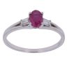 18ct White Gold 0.12ct Baguette and Oval Cut Diamond and Ruby Ring
