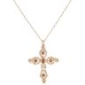 9ct Yellow Gold Garnet Cross Pendant And Chain 24"