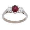 18ct White Gold 0.40ct Brilliant Cut Diamond and Ruby Three Stone Ring