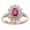 9ct Yellow Gold Cubic Zirconia and Ruby Cluster Ring