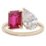 9ct Yellow Gold 2.07ct Pear Cut Lab Grown Diamond And Created Ruby Ring
