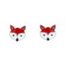 Silver Enamelled Fox Stud Earrings
