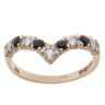 9ct Yellow Gold Cubic Zirconia and Sapphire Wishbone Ring