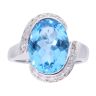 9ct White Gold Blue Topaz and Diamond Dress Ring