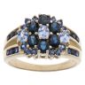 9ct Yellow Gold Multi Blue Gemstone Cluster Ring