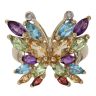 9ct Yellow Gold 0.02ct Diamond and Multi Gemstone Butterfly Ring
