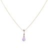 9ct Yellow Gold Amethyst and 0.01ct Diamond Drop Pendant and Chain 16"