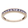 9ct Yellow Gold Blue Gemstone Half Eternity Ring