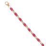 9ct Yellow Gold Cubic Zirconia and Ruby Bracelet 7"