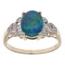 9ct Yellow Gold 0.05ct Diamond and Blue Opal Triplet Ring