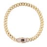 14ct Yellow Gold Monaco Curb Classic Pave Lock Bracelet 6"