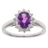 18ct White Gold 0.31ct Brilliant Cut Diamond and Amethyst Cluster Ring