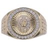 14ct Yellow and White Gold Cubic Zirconia Lion Signet Ring