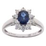 18ct White Gold 0.61ct Brilliant Cut Diamond and Sapphire Cluster Ring