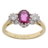 18ct Yellow Gold 0.33ct Brilliant Cut Diamond and Ruby Trilogy Ring