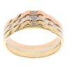 18ct Yellow White and Rose Gold Three Stone Ring