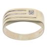 9ct Yellow and White Gold 0.01ct Diamond Striped Signet Ring
