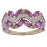 9ct Yellow Gold 0.10ct Diamond and Pink Sapphire Cluster Ring