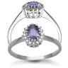 9ct White Gold 0.12ct Diamond & Amethyst Ring