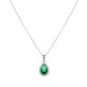 Silver Cubic Zirconia and Green Gemstone Cluster Pendant and Chain 18" By Icesia