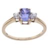 9ct Yellow Gold Tanzanite and Cubic Zirconia Three Stone Ring