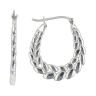 Silver Flat Wheat Hoop Earrings By Icesia