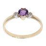 9ct Yellow Gold Created Amethyst and Diamond Heart Ring