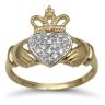 9ct Yellow Gold 0.10ct Diamond Claddagh Ring