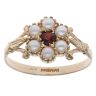9ct Yellow Gold Pearl and Garnet Cluster Ring
