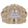 9ct Yellow Gold Cubic Zirconia Patterned Saddle Ring