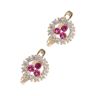 14ct Yellow Gold Child's Red & Cubic Zirconia Gemstone Halo Cluster Earrings