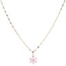 14ct Yellow Gold Cubic Zirconia and Pink Gemstone Floral Cluster Pendant and Chain 18"