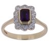 9ct Yellow Gold 0.20ct Diamond and Amethyst Cluster Ring
