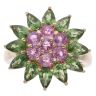 14ct Yellow Gold Pink Sapphire and Peridot Cluster Ring