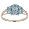 9ct Yellow Gold Blue Topaz Cluster Ring
