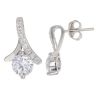 Silver Cubic Zirconia Twisted Ribbon Stud Earrings By Icesia