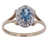 9ct Yellow Gold 0.05ct Brilliant Cut Diamond and Blue Topaz Cluster Ring