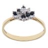 18ct Yellow Gold 0.05ct Diamond and Sapphire Three Row Cluster Ring