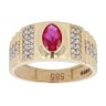 14ct Yellow Gold Cubic Zirconia And Red Gemstone Signet Ring