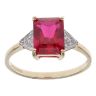 9ct Yellow Gold 0.05ct Diamond and Created Ruby Solitaire Ring