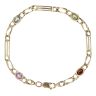 9ct Yellow Gold Peridot, Aquamarine and Amethyst Bracelet 7.5"
