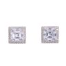 Sterling Silver Cubic Zirconia Princess Halo Stud Earrings by Icesia